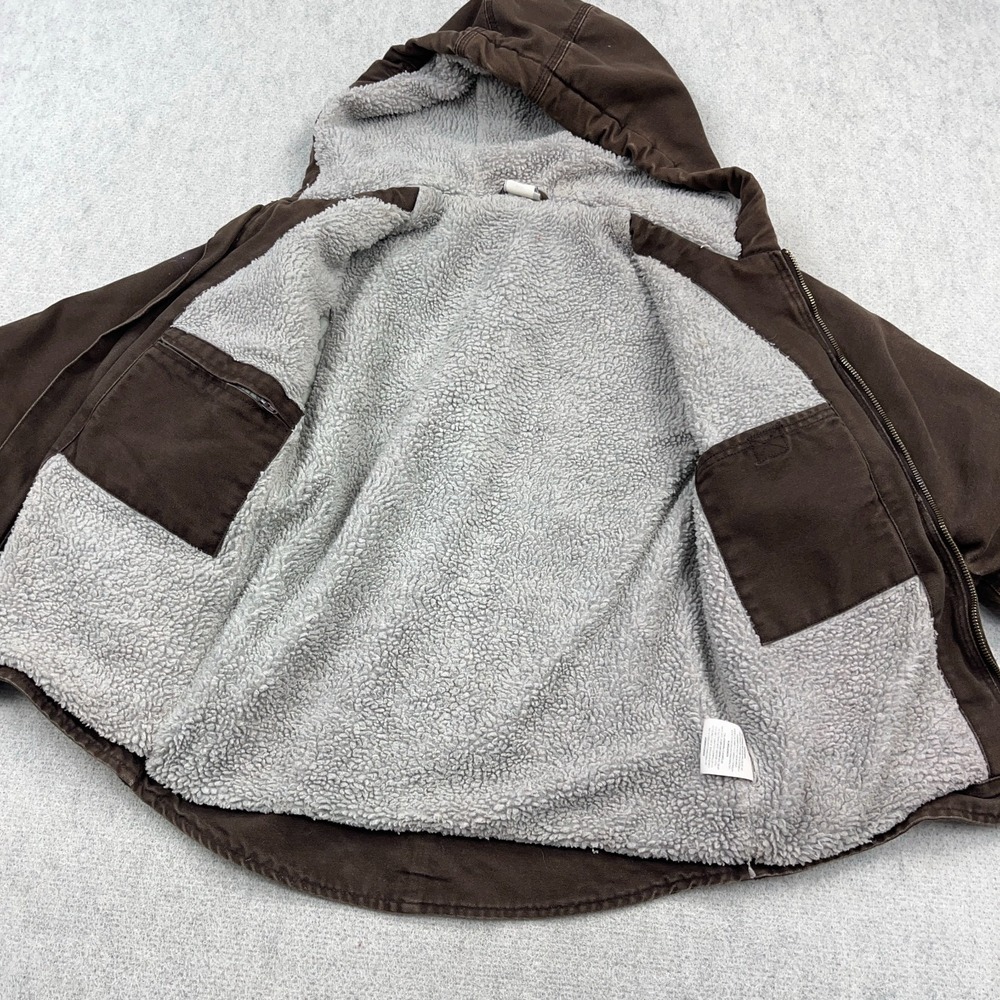 Vintage Carhartt Youth Small Brown Sherpa Lined Hooded C95 DKB Boys Chore Winter - Picture 4 of 12
